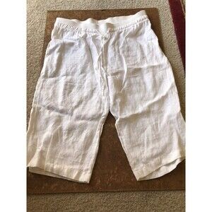 Ellen Tracy Chalk White Linen Cropped Pants Women's  m